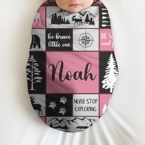 Cozy Personalized Baby Blankets with Name, Ships Next Day, Custom Baby Blanket with Letter Words, Soft Woodland