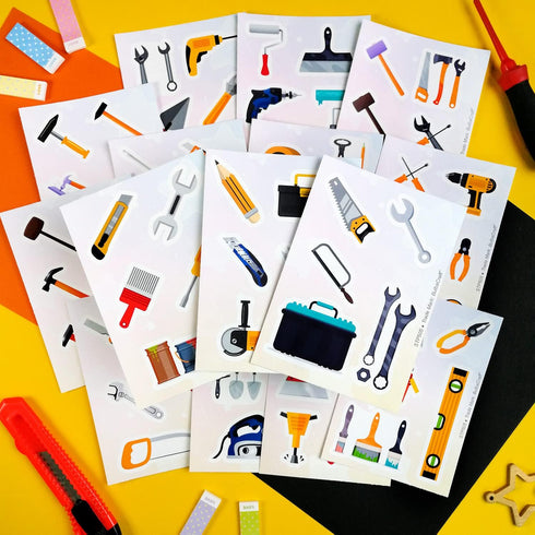 100Pcs Kids Tool Stickers, Hammer Decals for Toddler Tool Set, Tool Toys for Boys and Girls, Kids Tool Bench