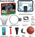 Indoor Basketball Hoop for Kids, Mini Hoop with Remote Control, 7-Color LED Lights & 3 Balls, Over Door