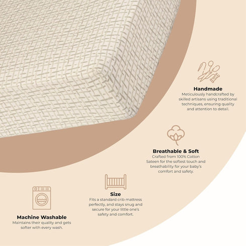 100% Mattress(28"x 52"), Crane Baby Crib Sheet, Neutral Hashtag Crib Sheets & Toddler Sheets, Cotton Crib Sheets