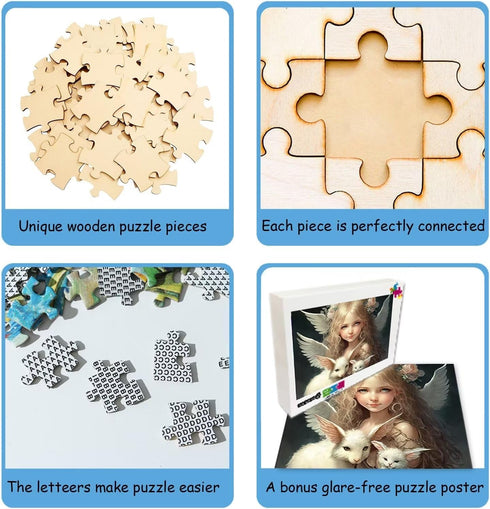 Hothostl 1000 Package Framable Piece Classic Jigsaw Puzzle - White Owl Luxurious Wood Rounded Corner Puzzle - Beautiful