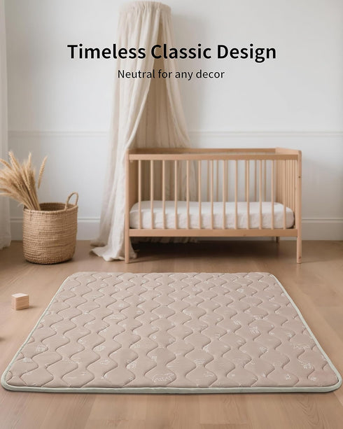 50" 47"x47" Tummy Fortella Extra Thick Baby Play Mat for Playpen, Snug Fit Playpen Mat, Machine Washable Foam Play Mat