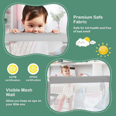 77-in (77 INCH, HONEY JOY Bed Rail for Toddlers, Extra Long, Portable Safety Bed Guardrail w/Double Safety Child Lock