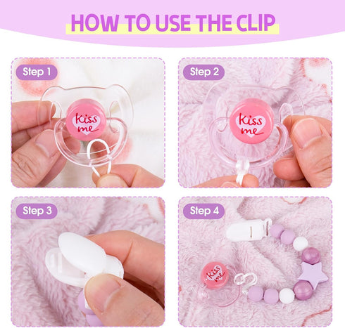 Aori Magnetic Pacifier Clips for Reborn Dolls - Purple Silicone Chain Holders