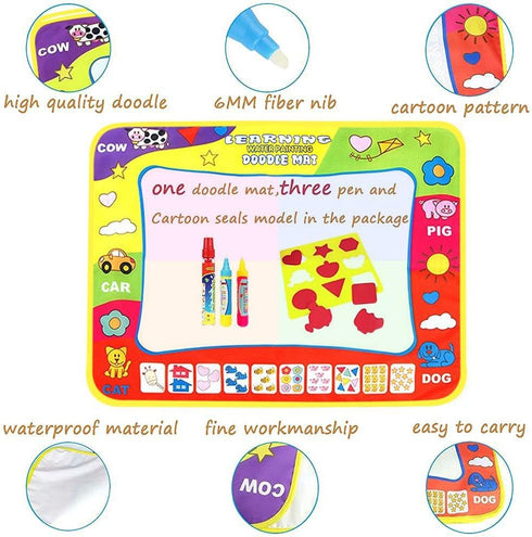 Magic Drawing Mat/Water Doodle Mats (31.4in x 23.6in) - Reusable Coloring Aqua Classic Mat with Magic Pen for Kids