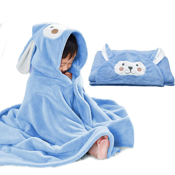 ROMASA Baby Bath Towel, Ultra Soft Hooded Towel for Toddlers, Highly Absorbent Shower Gifts for Boys Girls (Blue)