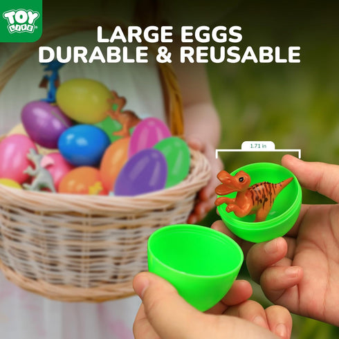 30 Packs TOY Life Filled Easter Eggs with Dinosaur, Easter Party Favors and Basket Stuffers Bulk for Kid, ,Plastic
