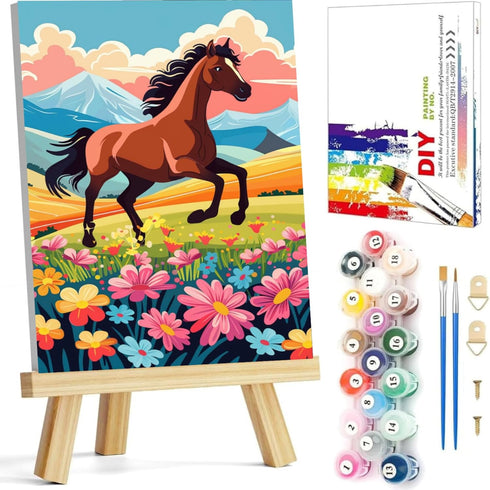 Arttoplus Paint by Numbers Kit for Kids with Frame, Horse Paint by