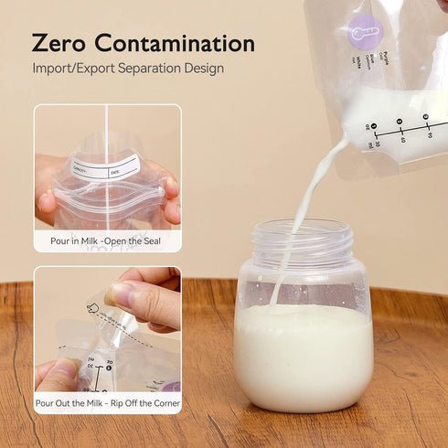 Momcozy 6 200pcs Breastmilk Storing Bags, Temp-Sensing Discoloration Milk Storing Bags for Breastfeeding, Disposable