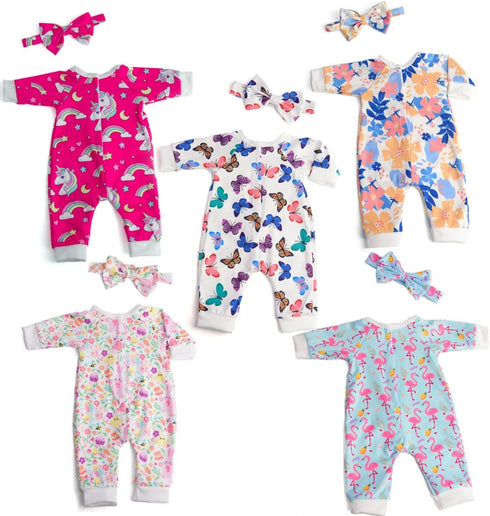 5 Sets Baby Doll Accessories Baby Doll Clothes and Headbands for 15 Inch Doll to 18 Inch Doll, 10 PCs in Total Doll Clothes and Accessories