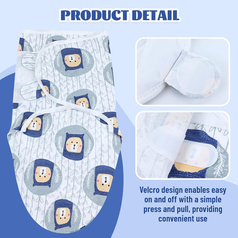 2 Pack Cinaci Adjustable Soft Cotton Blend Newborn Baby Receiving Swaddle Blankets Sleep Sacks with Nursery Hats Caps