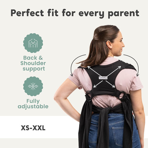 (0-36m, 8-35 lbs) CuddleCarry Pre-Wrapped Baby Ring Sling by CuddleBug - Adjustable, Lightweight Baby Carrier Wrap