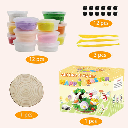 Sets LAHAND Easter Air Dry Clay Kits for Kids,DIY Model Magic Clays,JesusBunnyEggs Craft DIY kit, This Clay Can be Used