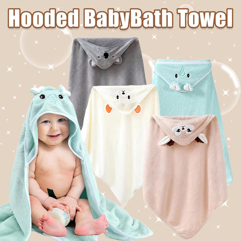 Hushlibaby 4Pack 31.5x31.5 Inch Set Hooded Baby Towels Unisex Hooded Towels Super Soft Absorbent Baby Boys Girls Unique