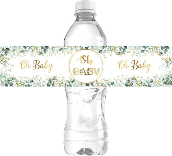 WIDEIDEAL Oh Baby Water Bottle Labels, Baby Shower Stickers, Boy or Girl Party
