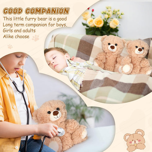 8 10 Inch Jenaai Pcs Bear Stuffed Animals Bulk Cute Baby Shower Small Plush Bears Party Favors for Baby Shower Wedding
