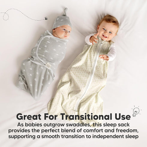 2-Pack 0.5TOG Cozy 3-6 Baby Sleep Sacks, Zipper Wearable Blanket - Organic Cotton, Lightweight,Soft Infant Sleeping