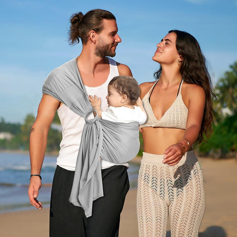 CUBY Breathable Mesh Water Baby Sling Carrier, Adjustable Ring Sling for Summer Swimming Pool Beach (Light Grey)