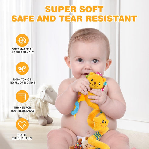 0-3-6-9-12 Tummy (07-Little Jollybaby Crib Stroller Car Seat Toys for Baby Months, Time Hanging Sensory Toys