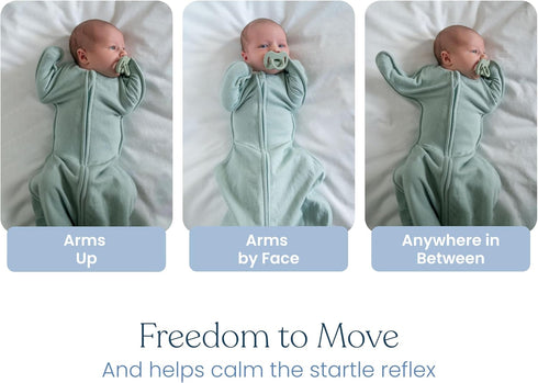 0 3 0.5 HALO Sleepsack SwaddleStretch, Arms Up or Extended Arms, Newborn Baby Swaddle, Months, TOG, Calm Sage