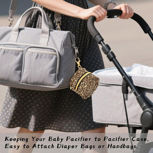 Nesatuwa Cheetah Leopard Print Pacifier Holder Case with Clip Portable Small Travel Pacifier Pouch for Mom Bag Zipper