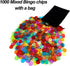 1000 Pieces Bingo Counting Chips, 3/4 inch Transparent 6 Color Set with Bag for Game Night & Educational Activities