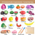 WHOHOLL Wooden Play Food for Kids Kitchen Playset - Montessori Pretend Cutting Food Toys for 2+ Year Old