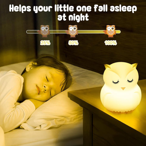 Dimming 9 Baby Night Light for Car Seat- Function Colors Changing Eye Caring Portable Rechargeable & Timing Bedside