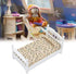 Wooden Doll House Bed, 1:12 Scale Miniature Bedroom Furniture Set with Mattress and Pillows