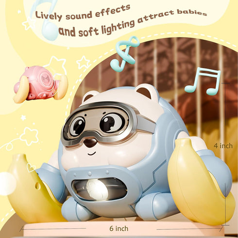 360 Tummy Rolling Baby Toy Crawling Toys, Baby Musical Toys Rolling Bouncing Time Toys Bear Walking Moving Infants Toy