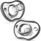 Nanobebe Baby Pacifiers 0-3 Month - Orthodontic, 100% Silicone, Curves Comfortably, 2pk, Grey