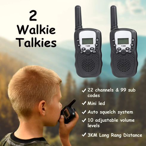 Box O' Mart Set Outdoor Adventure for Kids - Camouflage Camping Exploration Toys with Walkie-Talkies - Backyard