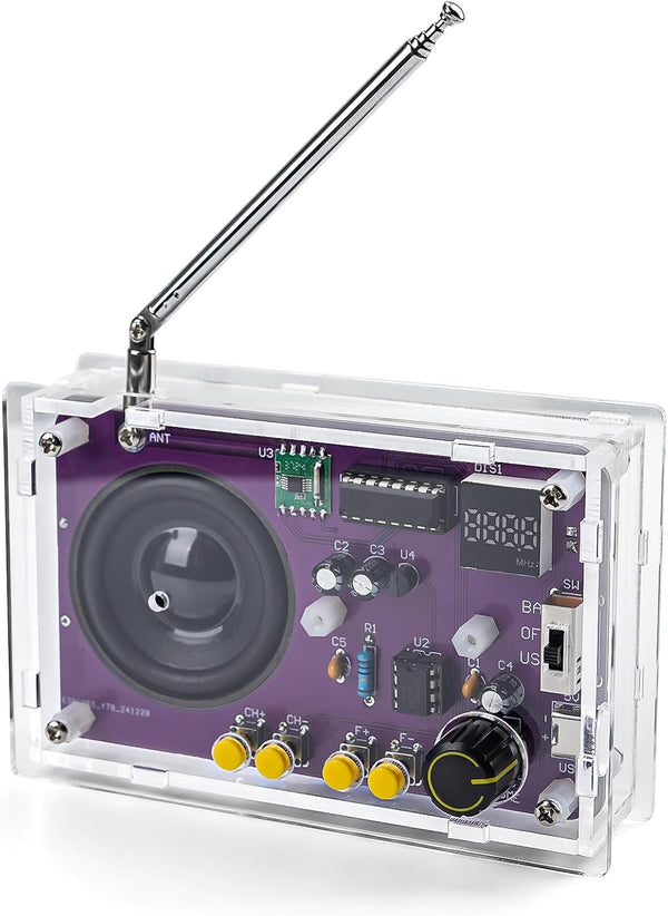 LEPANDA Radio with 2inch Speaker and Acrylic Case, DIY FM Radio Soldering Project,