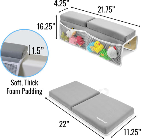 Elbow Set HealthSmart Baby Bath Kneeler and Rest Pad Ultra-Thick, Non-Slip, Water-Resistant & Machine-Washable with Toy