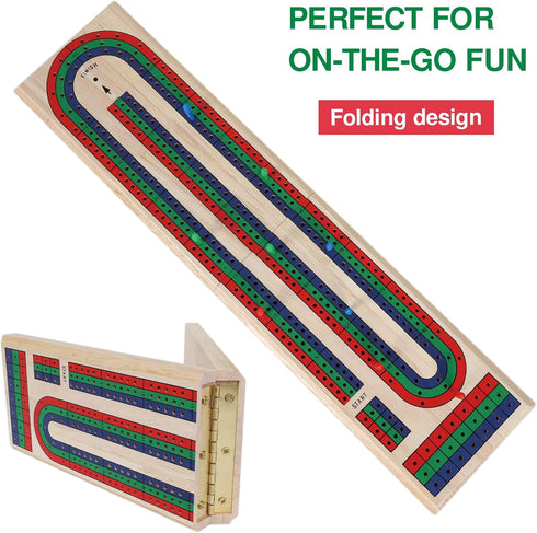 Set, 9 3 2-3 GOTHINK Folding Cribbage Board Game Classic Wooden Cribbage Boards Game for Family Fun, Multi-Colored