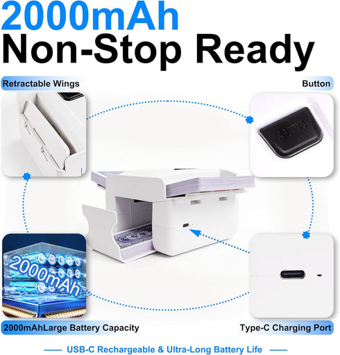 1-2 (2000mAh) Automatic Card Shuffler Deck, Rechargeable Card Shuffler Machine, Portable One-Press Electric Poker