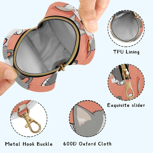 YETTASBIN Cute Cat Portable Pacifier Holder Case with Metal Hook Buckle & Zipper for Diaper Bag and Stroller, Versatile