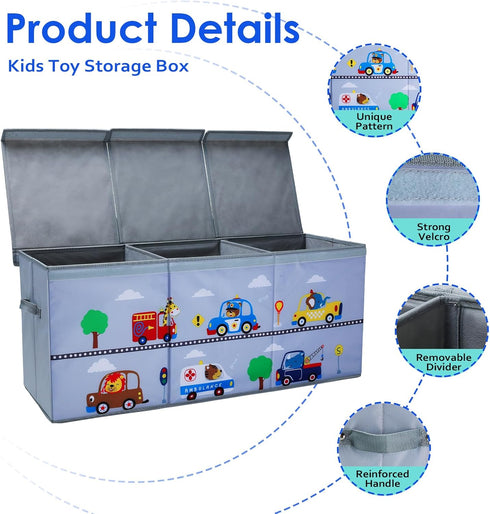 37.712.515.7 Inch decalsweet Toy Box Chest for Kids, Collapsible Oxford Toy Storage Box with Handles for Boys, Extra
