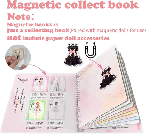 Magnetic Collecting Book,Paried with Magnetic Paper Doll for Use,Gift for 3+ Year Old Girls Toddler-Only Include Magnetic Collecting Book,Not Include Paper Doll Accessories