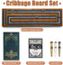 Set, 9 Wooden Cribbage Board Game Travel Cribbage Board with Storage and Collapsible, with Magnetic Lock / Metal