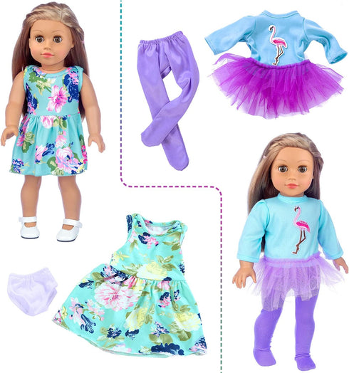 ZITA ELEMENT 24 Pcs American Doll Clothes for 18 Inch Dolls - Clothing Outfits, Dresses, Swimsuits