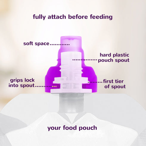 ChooMee SoftSip Food Pouch Top, 100% Silicone, BPA Free - Baby Led Weaning No Spill Flow Control Valve (2CT Green