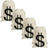 4Pcs Halloween Prop Money Bags 6.3 x 9 Inches with Dollar Sign for Bank Robber Costume Pirate Cosplay