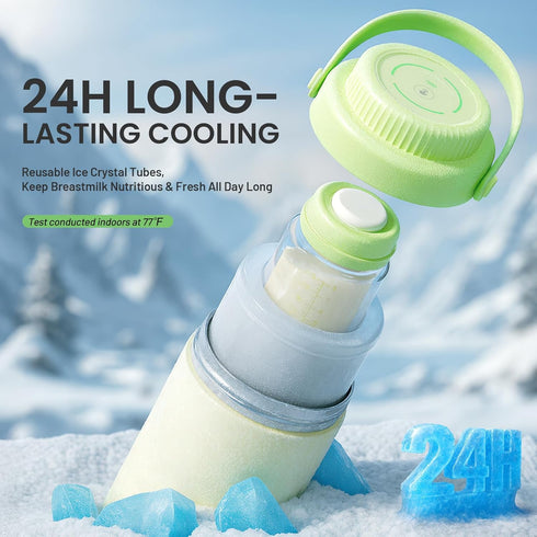 16oz 24 2pcs LUCKBEE Portable Breastmilk Cooler - Breast Milk Cooler Bottle with LCD Temp Display Cooling up to Hours