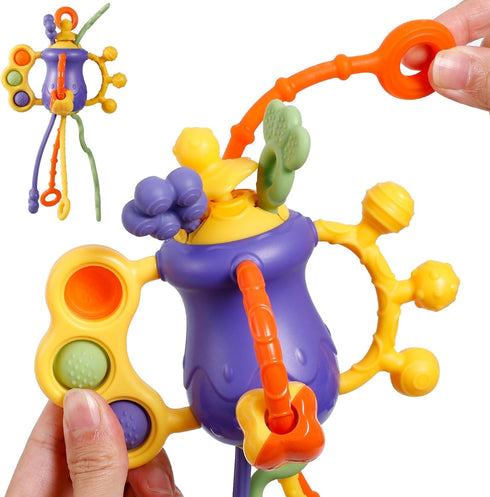 Baby Toys for 6-12 Months, Airplane Travel Essentials, Car Seat Toy Teether Mittens with Rattle for 1 Year Old