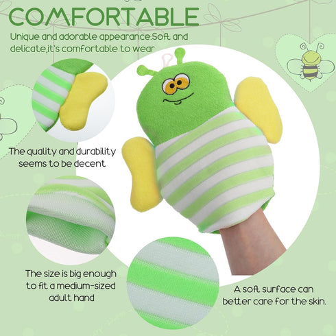 Sibba 10 Pcs Baby Bath Mitt Washcloths Gloves, Gentle Cute Exfoliating Wash Mitt Animal Pattern, Baby Mittens Bath