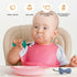 2 Pcs Baby Spoons Toddler Spoons for Self Feeding, Kids Spoons with Silicone Round Handle, Stainless Steel Toddler Utensils Children Safe Silverware Set, Anti-Choke Design, BPA Free - Green Blue