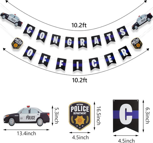 Sumind 12 Pieces Police Party Decorations, Hanging Swirls and Jointed Banners for Birthday Graduation Party Supplies