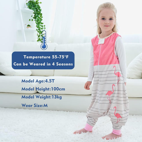MICHLEY Toddler Sleeping Sack with Feet, Newborn Infant Sleeveless Sleeping Bag 2-way Zipper - Pink Bird, 1-3T