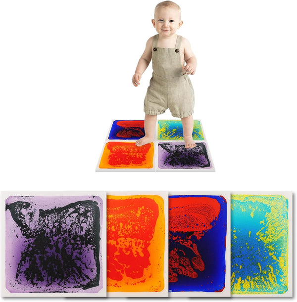 Art3d Baby Sensory Water Mats for Autistic Children (11.8"x11.8" Square, 4 Tiles,